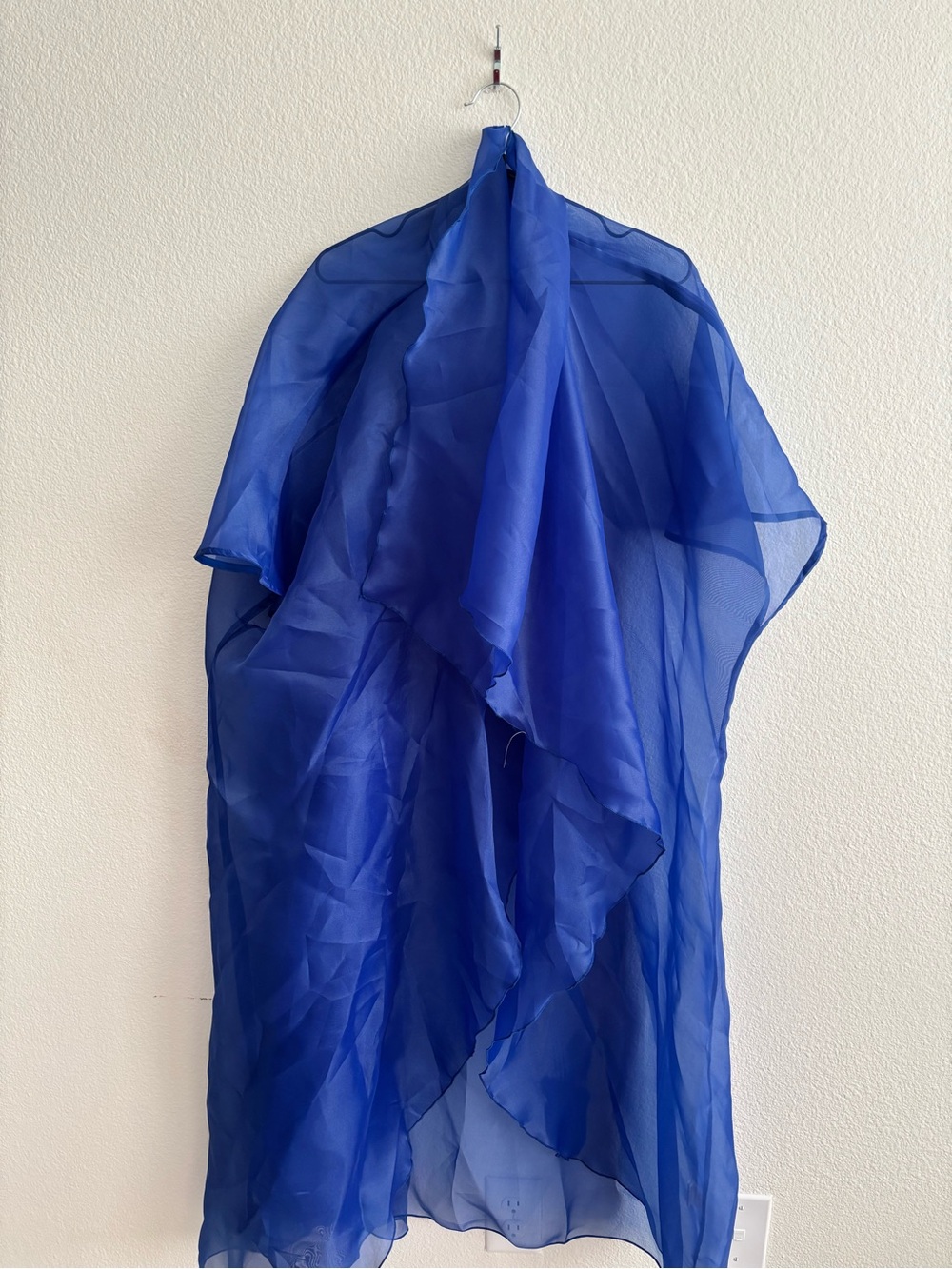 Elegant Sheer Royal Blue Layered Cape Jacket
